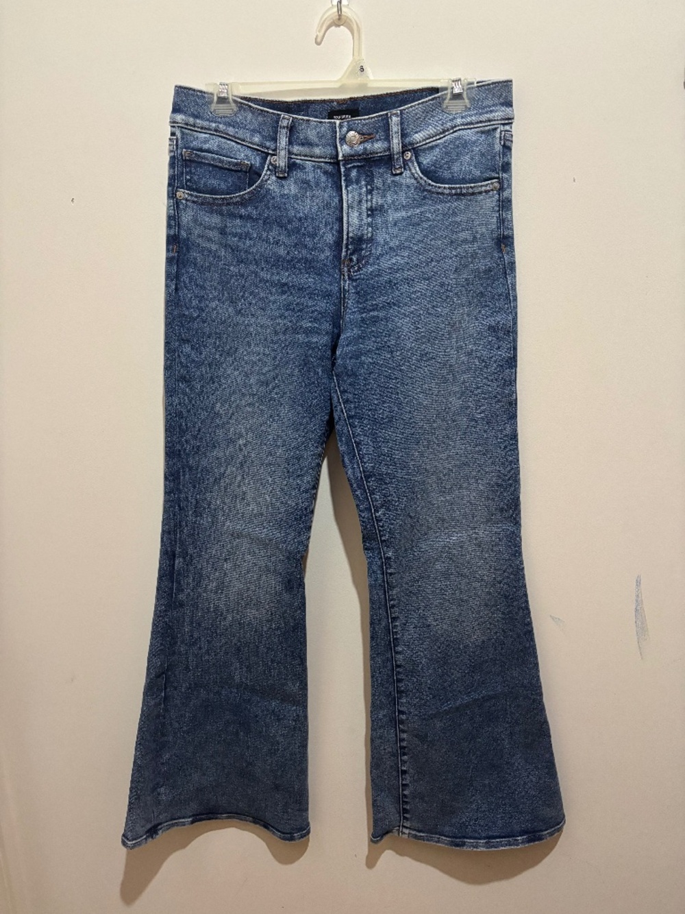 Express 70s flare mid rise stretchy jeans, 4